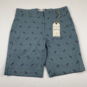Hudson & Barrow Shorts Men’s 33  Pineapple Print Dusty Blue Cotton Stretch